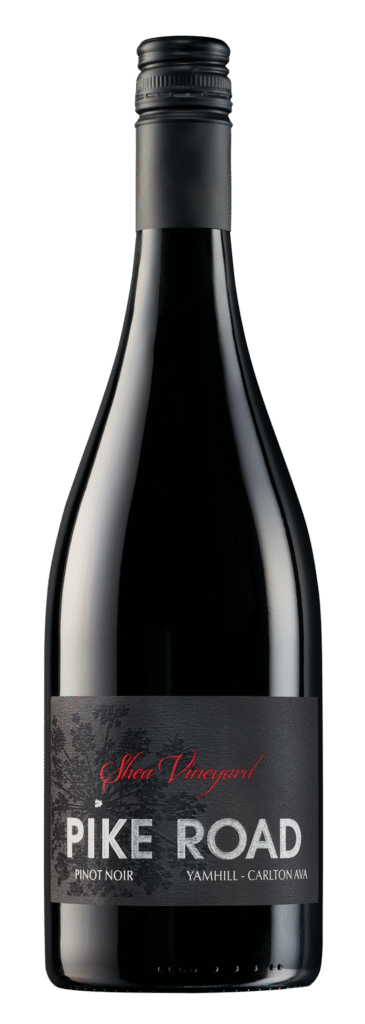 bottle shot of the 2022 shea vineyard pinot noir. this wine was awarded a 92 point score from decanter